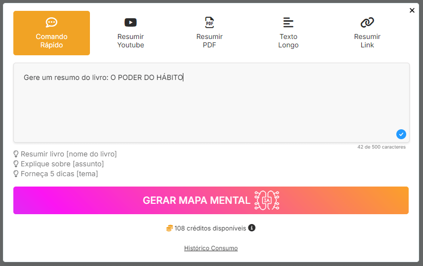 resumo de livro com ia mapa mental